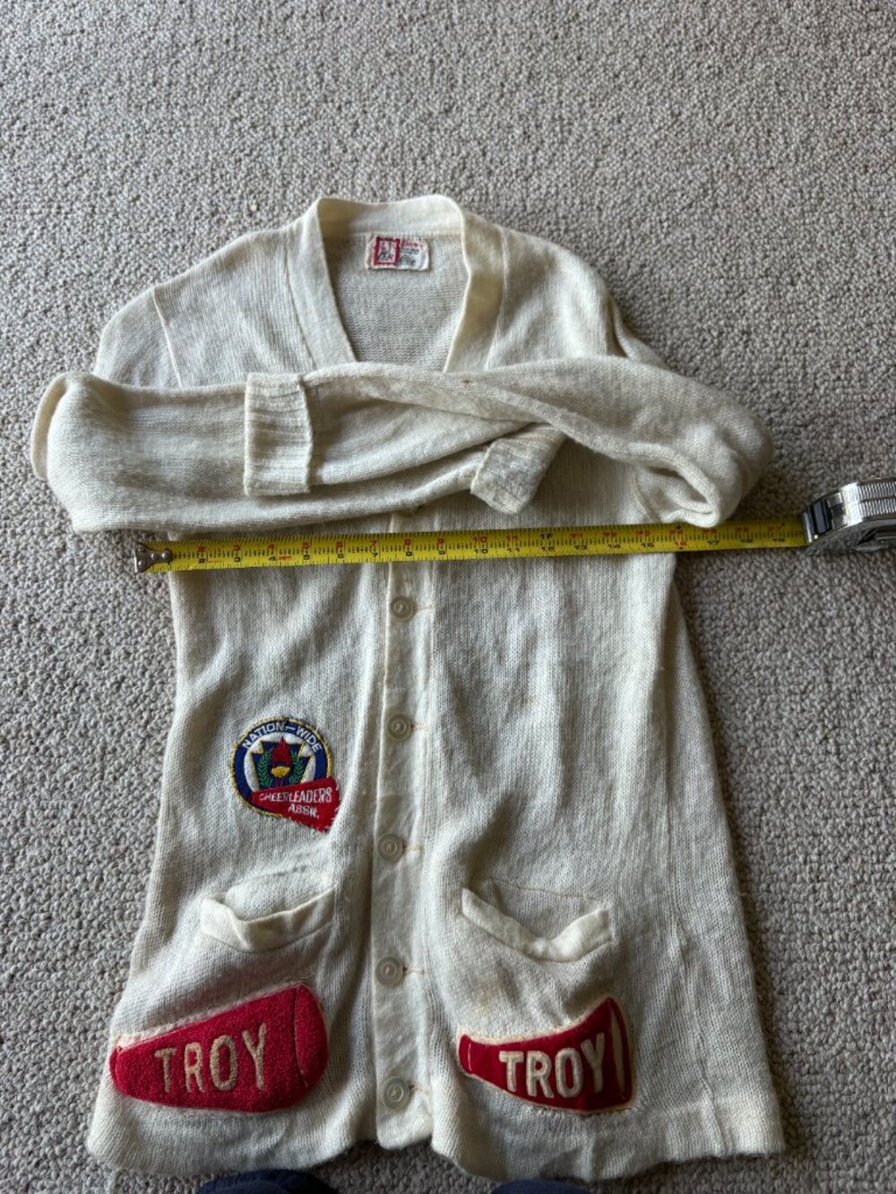 RARE 1950s Troy Cheerleader Cardigan Coquette Letterman VTG S - Picture 10 of 11
